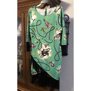 Wrangler Western Fringe Dress Mint Green Size M Medium Rope Boots Rodeo